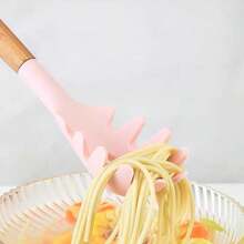 Silicone Spaghetti Spoon, Silicone Cooking Utensils, Pasta Spoon, Ramen Spoon, Noodle Strainer, Noodle Ladle, Wooden Handle Pasta Tools, Suitable For Home Cooking - View 5
