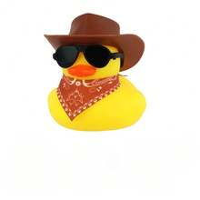 Vịt cao su kêu chíp chíp dùng để trang trí bảng điều khiển ô tô, vịt cao su màu vàng có phao bơi, mũ, khăn quàng cổ và kính. - Con vịt phao bơi - Xem 10