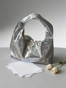 New Arrival Sequin Handbag | Niche Design Large Capacity Commuter Bag, Party & Clubbing Chic Shoulder Bag - Multicolor - View 4