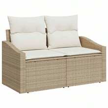 vidaXL Gartensofa-Set Mit Speicher 6 Pcs Beige Und Creme Poly-Rattan - Beige - Voir 4