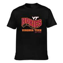 Virginia Tech Hokies EST 1872 Retro T Shirt Men Women College Fan Gift Casual Short Sleeve Tee Top - 黑色 - 查看 1