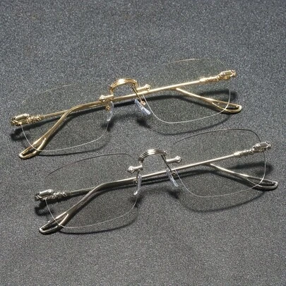 1 pieza Gafas unisex de metal sin marco, multifuncionales, minimalistas, de superficie lisa y de moda