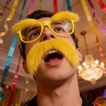 Funny Yellow Disguise Accessories Set, Including Eyebrows Glasses, Fake Mustache, Suitable For Halloween, Christmas, Masquerade, Party, Photography Props - Multicolor - View 3