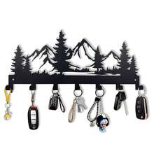 1PC Fashionable Metal Key Hook Rack - Easy Install Wall Mount Organizer For Keys, Coats, Towels, Hats, And Purses - Stylish Entryway And Bathroom Accessory - Decorative Storage Hanger - Black - View 2