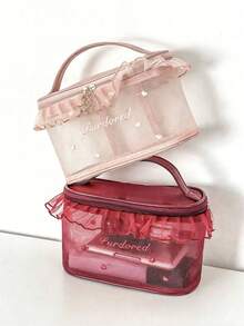 1 pieza Bolsa de viaje con cordón y diseño floral lindo, adecuada para guardar lápiz labial, joyas, productos de cuidado de la piel, brochas de maquillaje, excelente para viajes, baño, dormitorio, gimnasio, vacaciones, también es un regalo de cumpleaños perfecto - Multicolor - Ver 7