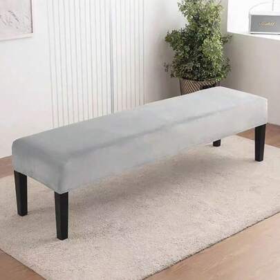Silver Fox Velvet Bench Cover, Elastic Full Wrap Piano Stool Cover, Dust-Proof Wear-Resistant Furniture Piano Bench Slipcover, Minimalist Casual