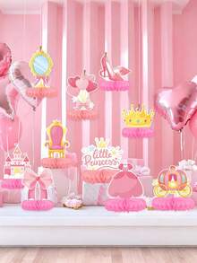 10 piezas Conjunto de decoración de papel de panal con tema de princesa, adecuado para colgar y colocar. Decoraciones de la serie rosa adecuadas para arreglos de mesa de fiesta de cumpleaños, adecuadas para fiestas temáticas, vacaciones y cumpleaños. - multicolor - Ver 8