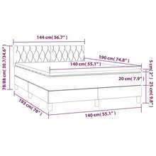 vidaXL Boxspringbett mit Matratze & LED Schwarz 140x190 cm Stoff - Noir - Voir 8
