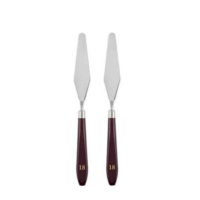 2pcs #18 Color Mixing Palette Knives, Professional Numbered Pigment Tools With Deep Red Handles