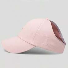Sombrero de protección solar para exteriores, primavera/verano 2026, gorra de béisbol con media malla y coleta para mujer, gorra visera con estampado de letras estilo coreano, para playa y viajes - Multicolor - Ver 15