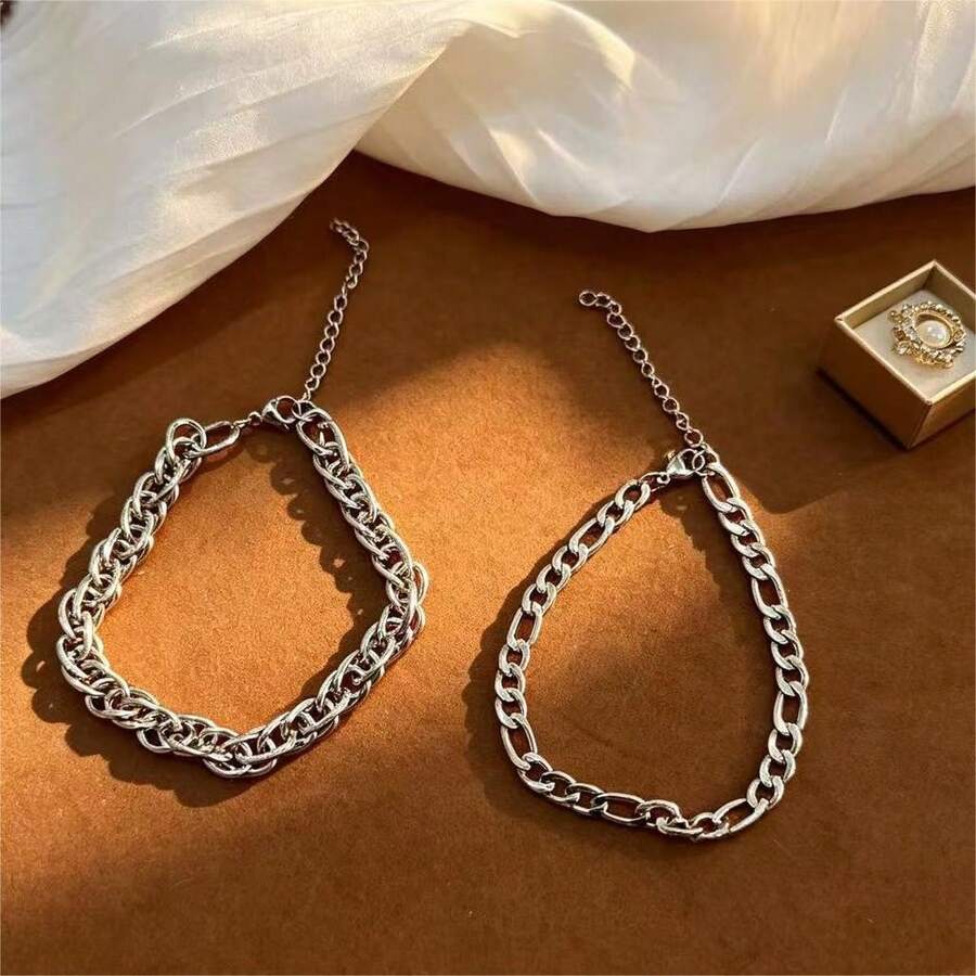 2件套简约独特设计双层叠戴手链 - 極簡風 - 查看 1