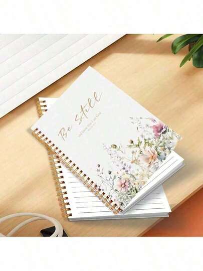 1pc Psalm 46 "Be Still And Know That I Am God" Inspirational Christian Weekly Planner & Bible Journal - 5.5x8.3in, 50 Sheets, Floral Design Spiral Notebook For Adults DTAP 92CQ