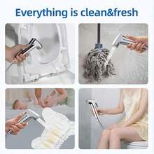Anti-Rust High Pressure Handheld Shower Set - Bathroom Cleaning Gun, Includes 59-Inch Flexible Hose And Wall Mount Bracket, Self-Cleaning Nozzle For Toilet/Shower/Pet Cleaning, Handheld Toilet Sprayer, Toilet Faucet, Diaper Cleaning Sprayer, High-Pressure Shower Head, Ideal For Women's Hygiene Cleaning, Bathroom Cleaning System, Modern Shower Head, Durable Plastic Hose. - Set - View 11