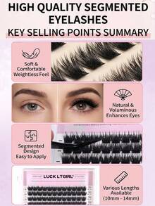 1box/12pcs/144pairs New Style Natural Fibers Extra Long Cluster False Eyelashes For Party, Makeup, Masquerade Lash Clusters, Eyelash Clusters, Individual Eyelashes, Lashes, Fake Lashes - Black - View 8