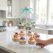 ASkinds - Soporte de carrusel para magdalenas bandeja para servir postres 12 tazas de hierro para tartas soporte para cupcakes para carnaval y circo accesorios de decoración para fiestas de bodas y fiestas temáticas blanco - blanco - Ver 7