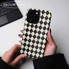 Retro Minimalist Black And White Diamond Pattern Phone Case Compatible With For Iphone 17, 16PM, 15Promax, 11Pro, 12MINI, 13Plus, 78, SE, XS, XR, 2-In-1 Glossy Case - Multicolor - View 5