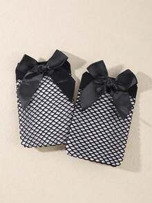 1 par de calcetines de rejilla con lazo para niñas bebés, elásticos y transpirables, apropiados para el verano - Multicolor - Ver 4