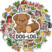 50pcs Funny Cartoon Animal Stickers, Unique Creative Food And Fruit Doodle Stickers - 50 Fun Pun-based Cartoon Animal Stickers - View 6
