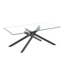 Rectangular Coffee Table Made Of Tempered Glass, Black, With Turned Metal Legs, Modern Living Room Table, Black - 46 Cm High X 120 Cm Wide X 60 Cm Deep. - Black - View 10