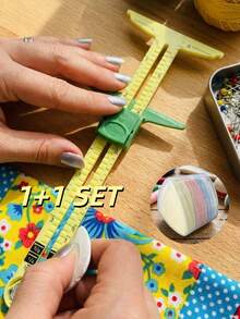 Regla deslizante 5 en 1, herramienta de medición de costura precisa, calibre de costura de plástico ajustable adecuado para dobladillos y ojales, escala en pulgadas, 1 pieza (color aleatorio) - Multicolor - Ver 13
