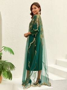 JINLICX Vestito copri-costume in chiffon leggero e traspirante verde muschio taglie forti per donna, adatto per vacanze al mare - Verde Scuro - Visualizzare 4
