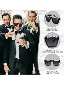 2pcs Heart-Shaped Classic Bride & Groom Wedding Party Accessories, Wedding Gift, Party Birthday Gift, Couple Photo Prop, Romantic Event & Holiday Party Champagne Flutes - Black + White - View 4