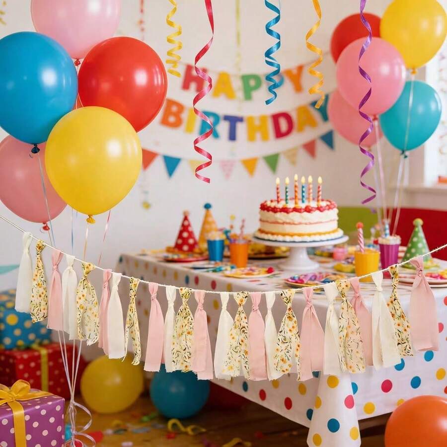 Dây trang trí tua rua hoa vàng bằng vải chiffon, phụ kiện chụp ảnh. - Xem 1