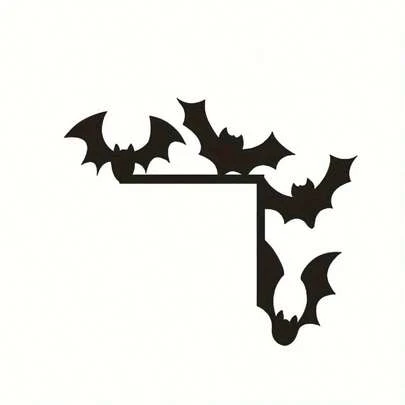 2D-platt häxa- och kattsilhuettväggkonst - 2D-träsilhuett i svart sovrumsdekoration, inomhusdekoration för Halloween och karneval, ingen elektricitet behövs, 2D-platt dörrkarmshörndekoration, pumpamönster, fladdermusmönster, halloweenträd, spindelnät, häxridande kvast med katt, gult månspökhus