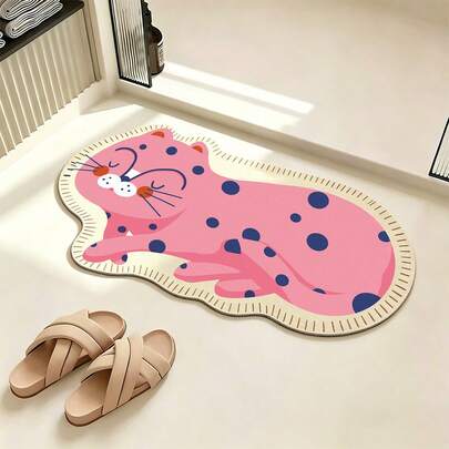 1/3 tấm thảm chống trượt thấm hút cho phòng tắm, thảm chùi chân hình mèo đen dễ thương, thảm silicon, thảm phòng tắm kiểu cổ điển, thảm nhà vệ sinh hình chữ U, thảm thấm hút chân bồn rửa mặt, độ dày 3.5mm