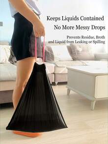 150pcs/Pack Heavy Duty Drawstring Trash Bags, Thick Black Garbage Bags For Kitchen & Bathroom, Leak-Proof, Puncture-Resistant, Self-Sealing, Suitable For Wet Waste, Home & Commercial Use, Trash Can Liners, Privacy Shield, Easy To Tear - A - View 11