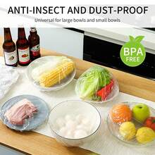 100pcs Elastic Food Covers, Reusable Stretch Lids For Bowls, Versatile Kitchen Packaging Sealing Bags For Food Storage, Bread, Outdoor Picnic, Adjustable Plastic Wrap, Kitchen Gadgets - View 2