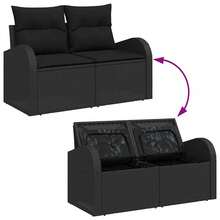 vidaXL Sofa Set Mit Kissen Mit Speicher 6 Pcs Schwarz Poly-Rattan - Schwarz - Übersicht 9