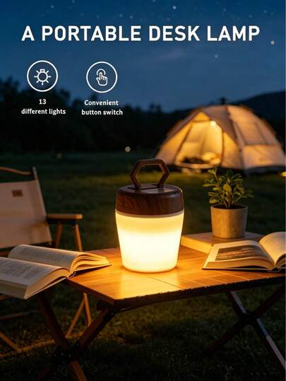1pc Outdoor Camping Light, LED Portable Lamp, Remote Control Bedside Lamp, Outdoor Camping Lighting, Live Streaming Atmosphere Light, Eye-Caring Bedside Lamp, LED Room Light, Reading Lamp, 13 Lighting Colors Night Light, Music Festival, LED Lighting, Hanging Style, With Controller, Battery Powered (Batteries Not Included), Suitable For Outdoor, Tent, Music Festival Decor, Dance Hall Decor, Gift, Room, Bedroom, Study, Living Room, Birthday, Party, Camping, Bedside