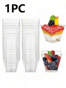 Bộ 50/30/20 chiếc cốc tráng miệng mini trong suốt 60ml có thể tái sử dụng (cốc chụp ảnh tráng miệng), thích hợp cho bánh ngọt, bánh pudding, thạch và các món khai vị, tuyệt vời cho đám cưới, tiệc tùng, sinh nhật, trưng bày món tráng miệng phong cách, ăn uống ngoài trời, có thể dùng cho sữa chua, panna cotta, bánh phô mai, bánh pudding, thạch và các món khai vị, thiết kế xếp chồng được, dễ bảo quản, mang theo và vệ sinh. - Xem 17