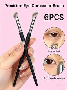 6pcs/3pcs Precise Eye Makeup Brushes, Dark Circle Concealer Brush, Dense Nylon Bristles, Soft & Skin-Friendly, Easy To Blend Foundation, Ideal For Daily Eye Makeup, Best For Makeup Beginners, Also Suitable For Contour, Highlighter, And Powder Brushes - Multicolor - View 8