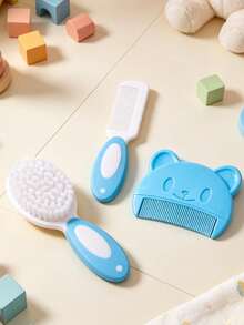 3 món bàn chải tắm cho bé, bàn chải trị hăm da đầu, bàn chải massage silicon, lược cho bé, lược trẻ em - Nhiều màu - Xem 4