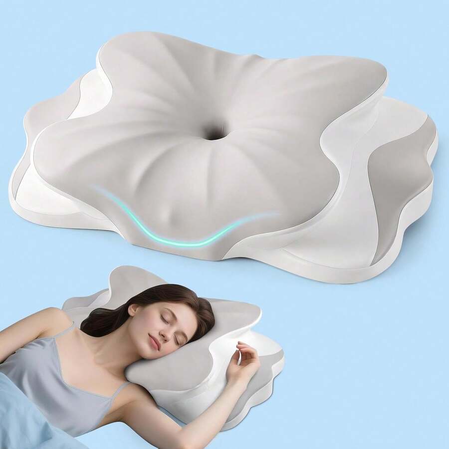 Cervical Ne Pillow - Ne Support Pillows For Sleeping, Contour Memory Fo Pillows For Side, Ba & Stoh Sleepers, Ergonomic Ne Pillow With Breathable Cover (Grey) Variant 1 - None - View 1