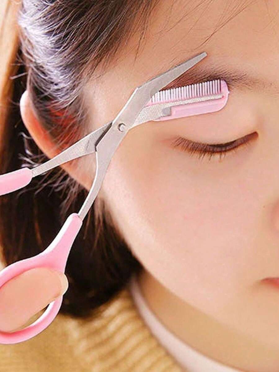 Smooth Cutting Edge, Won't Tear Hair. Ideal For Trimming Eyebrows, False Lashes And Fine Stray Hairs. Waterproof, Sharp And Eyebrow Razor. Eyebrow Trimmer, Comb, Scissors, Eyebrow Groomer, Lash Remover, Rust-Resistant And Durable, With Comfortable Handle For Long-Time Use Without Fatigue. - Multicolor - View 1
