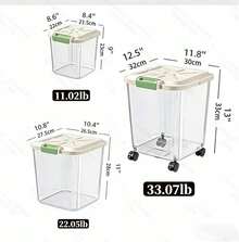 Large-Capacity Pet Food Storage Box, Specially Designed For Dog Food, With Wheels For Easy Movement. - 33lb Wheeled Food Storage Bin + 1 Random Color Feeder - View 2