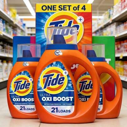 (Family Pack)  Ultra Oxi Boost Liquid Laundry Detergent Features Advanced Stain-Fighting Power To Break Down And Lift Tough, Set-In Stains Effectively. Its Deep-Cleaning Formula Restores Freshness To Your Clothes, Linens And Towels, Leaving Them Thoroughly Clean.