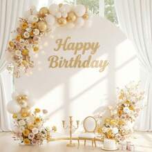 Cubierta de fondo redonda blanca de poliéster para fondo de arco circular de 7 pies soporte de arco de círculos fiesta de cumpleaños fotografía y decoración de boda - Blanco - Ver 9