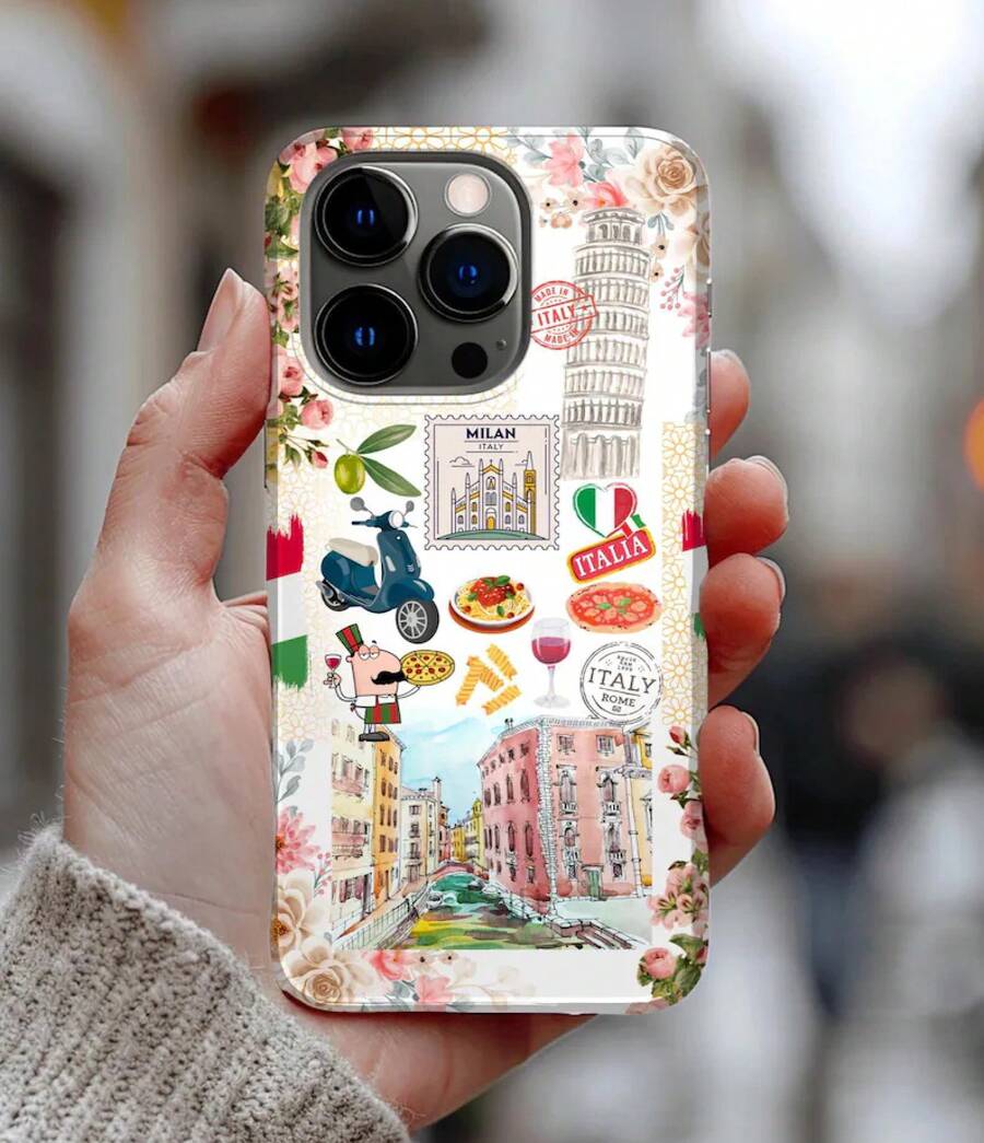 FL 2-In-1 Phone Case[24h Shipping From DE/FR/ES]Apple 17 16 15 Promax 23 24 25 Ultra GalaxyCollage Italy Phone Case Travel Theme Case Gift For Travellers Born In Italy Gift Italian Phone Case Nationality Phone Case - 二合一磨砂質感 - 查看 1