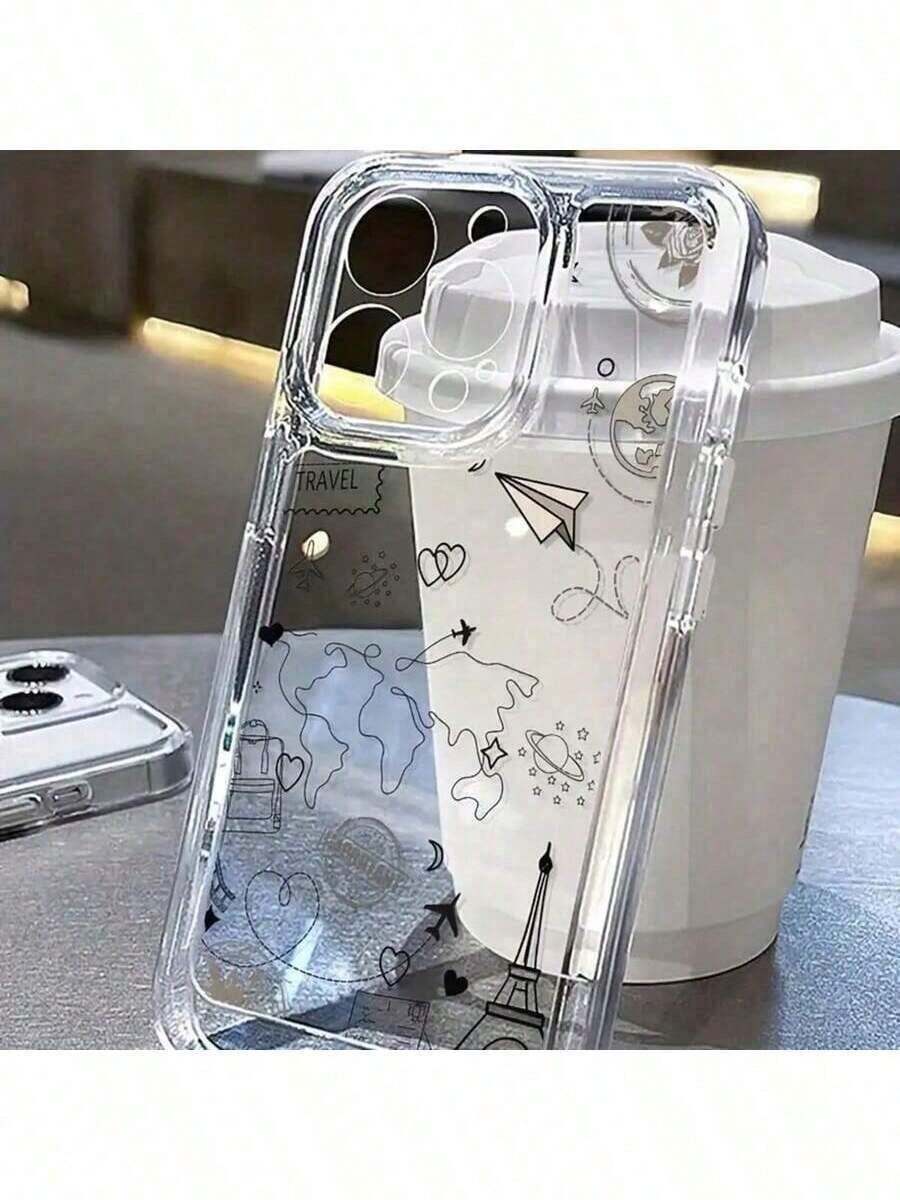 Fundas Protectora de Viaje Transparente con Ruta Aérea para compatible con fundas para iphone 11/11 pro/11 pro max/12/12 pro/12 pro max/13/13 pro/13 pro max/14/14 pro/14 pro max/15/15 pro/15 pro max/16/16 pro/16 pro max/17/17 pro/17 pro max Serie, Regalo de Pascua, Regalo de Navidad, Regalo para Novio o Novia - Estilo (1 pieza) - Ver 1