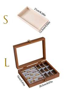 1pc Vintage Style Wooden Jewelry Box With Glass Panel And Dust Cover - Octagonal Storage Box For Bracelets, Rings, Earrings, Necklaces - Multi-Layer Design With Built-In Earring Hooks And Fabric Lining, Collection And Storage, Metal Clasp Lock, Durable Structure, Display Cabinet, Fashionista Exclusive Jewelry Box - Multicolor - View 10