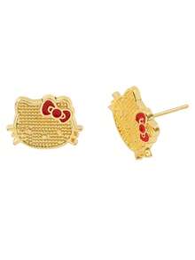 1 pieza Pendientes cristalinos huecos súper brillantes de Hello Kitty de Sanrio, dulces y de moda, de alta gama y elegantes - Rosa - Ver 4