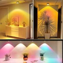1pc Creative White Hexagonal Cat Eye Sunset Red Projection Sunset Lamp, Battery Powered Cabinet Lighting Wall Lamp, LED Touch Adjustable Sunset Projection Light, Indoor Decor Night Light Auxiliary Lighting Use - Multicolor - View 5