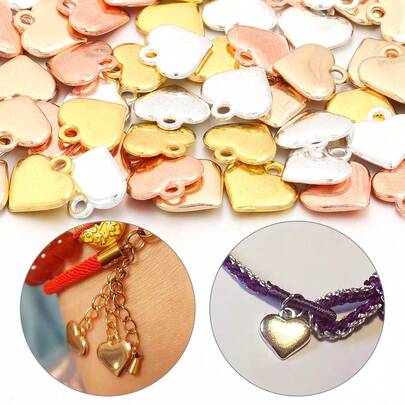 20 piezas/paquete Colgante de aleación vintage con forma de corazón de 11.5mm, colgante de corazón pequeño multicolor con anillo para pendientes, manualidades de joyería, llaveros, accesorios de encanto para teléfono