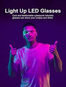 1副新款时尚LED发光眼镜，蜂窝霓虹发光眼镜，7种颜色变换灯光，适用于酒吧、派对、圣诞节、万圣节、生日等场合，是送给家人和朋友的理想礼物。 - 彩色 - 查看 6