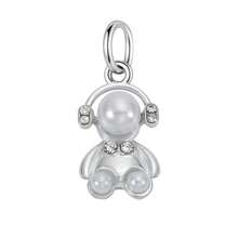 1pc Kawaii Animal & Flower Pearl Dangle Charms, Silver Plated Rhinestone Pendants For DIY Handmade Bracelet Necklace Jewelry Making - Silver - View 26