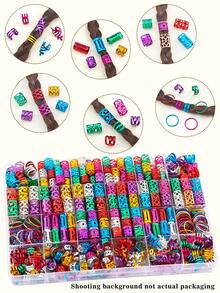 220pcs Summer Gold Hair Accessories, Suitable For Braids, Women Hair Decorations, Metal Hair Rings & Clips For Braiding, Bohemian Style Braid Decorations - Multicolor - View 4